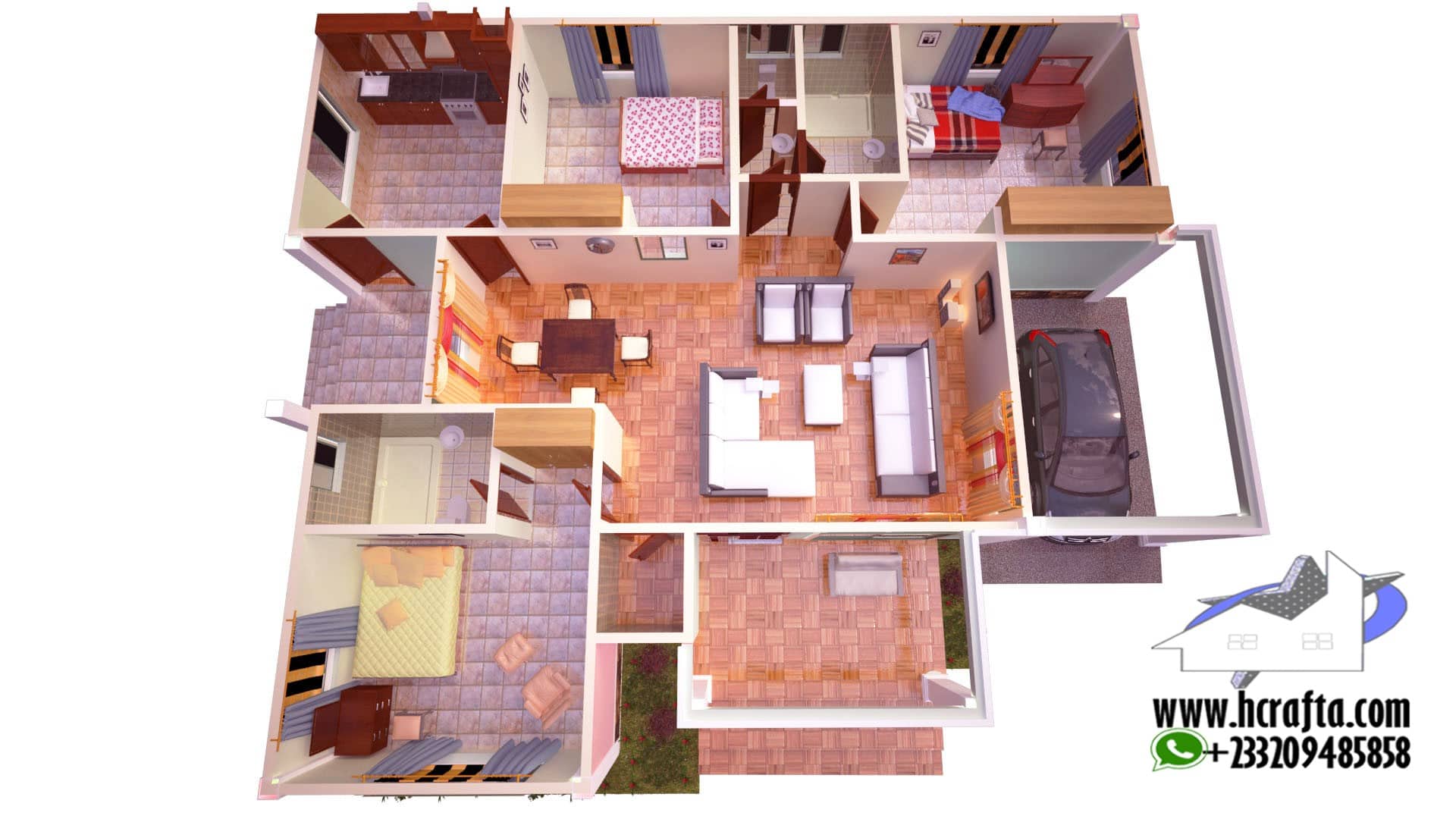 hcrafta 3 Bedroom house Design