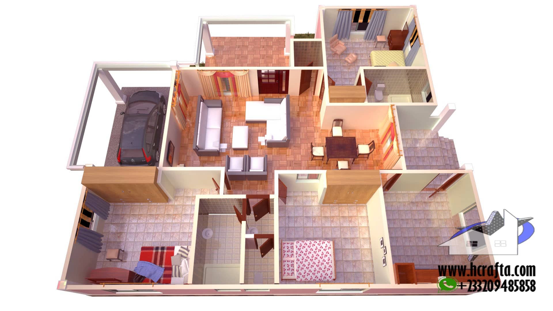 hcrafta 3 Bedroom house Design