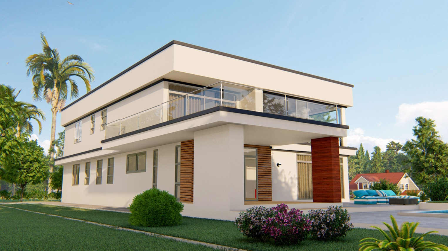 Modern 4-bedroom duplex featuring a large front-facing window and stylish exterior