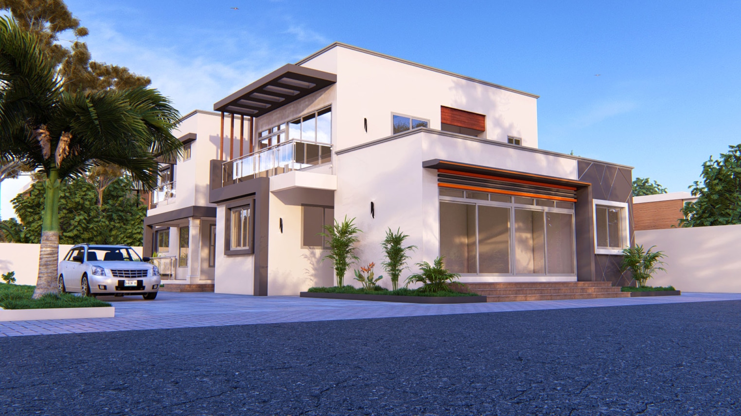 Modern 5-bedroom duplex with attached commercial shop exterior view 