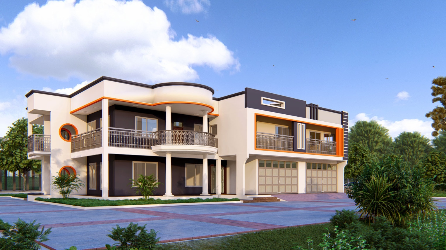 Modern 8-bedroom duplex with spacious design and private outdoor area