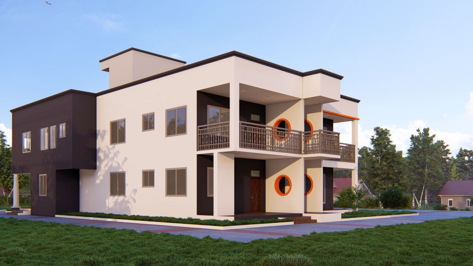 Modern 8-bedroom duplex with spacious design and private outdoor area
