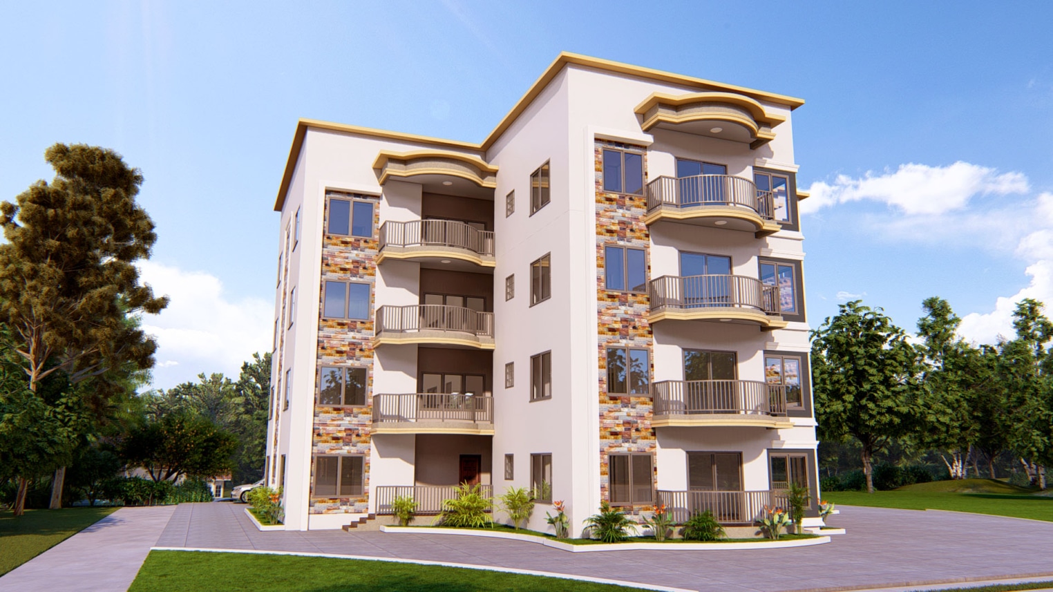 apartment exterior design with modern architecture