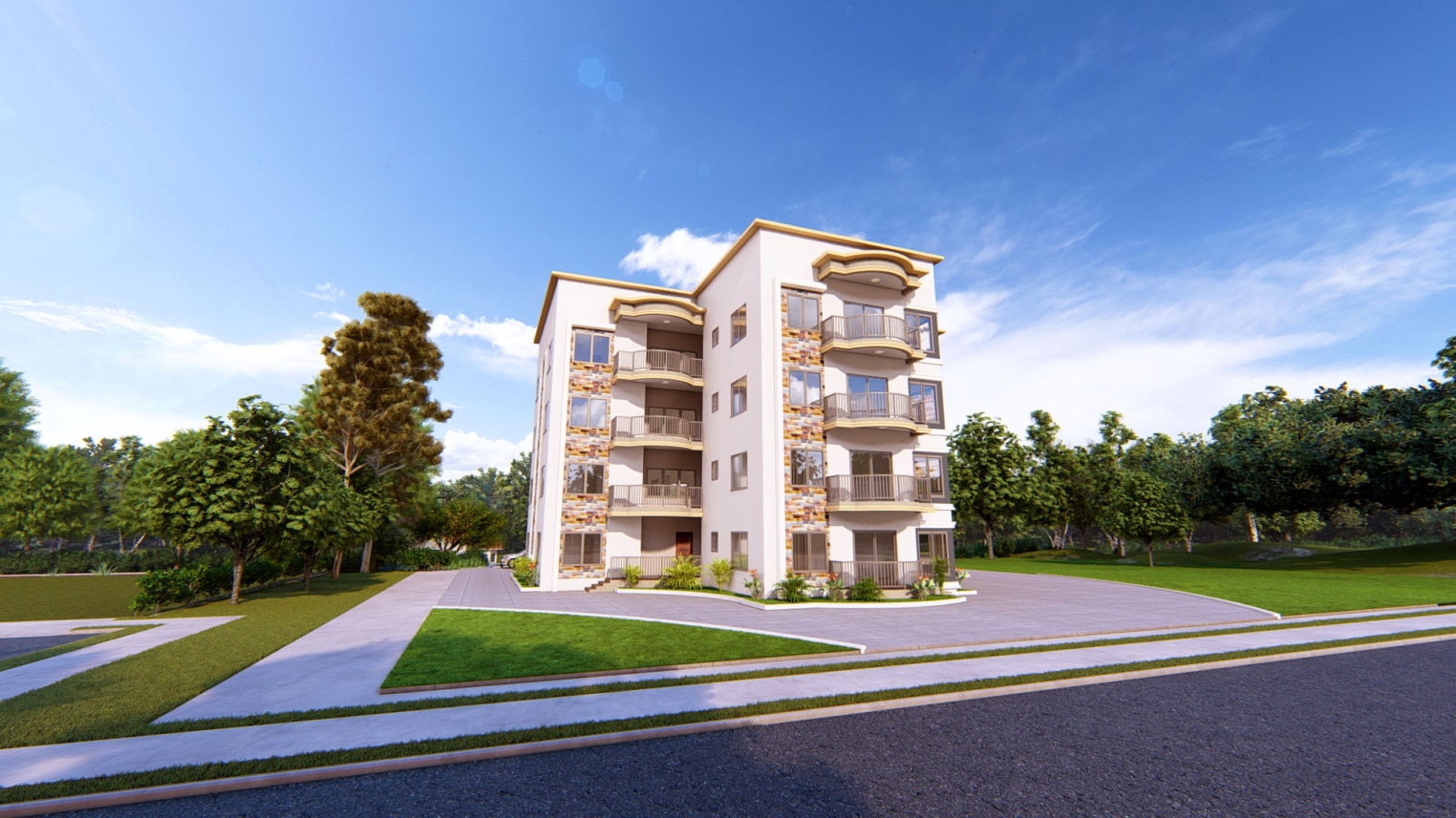 apartment exterior design with modern architecture