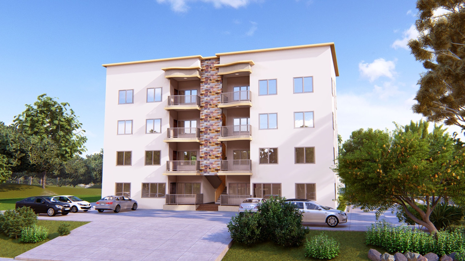 apartment exterior design with modern architecture