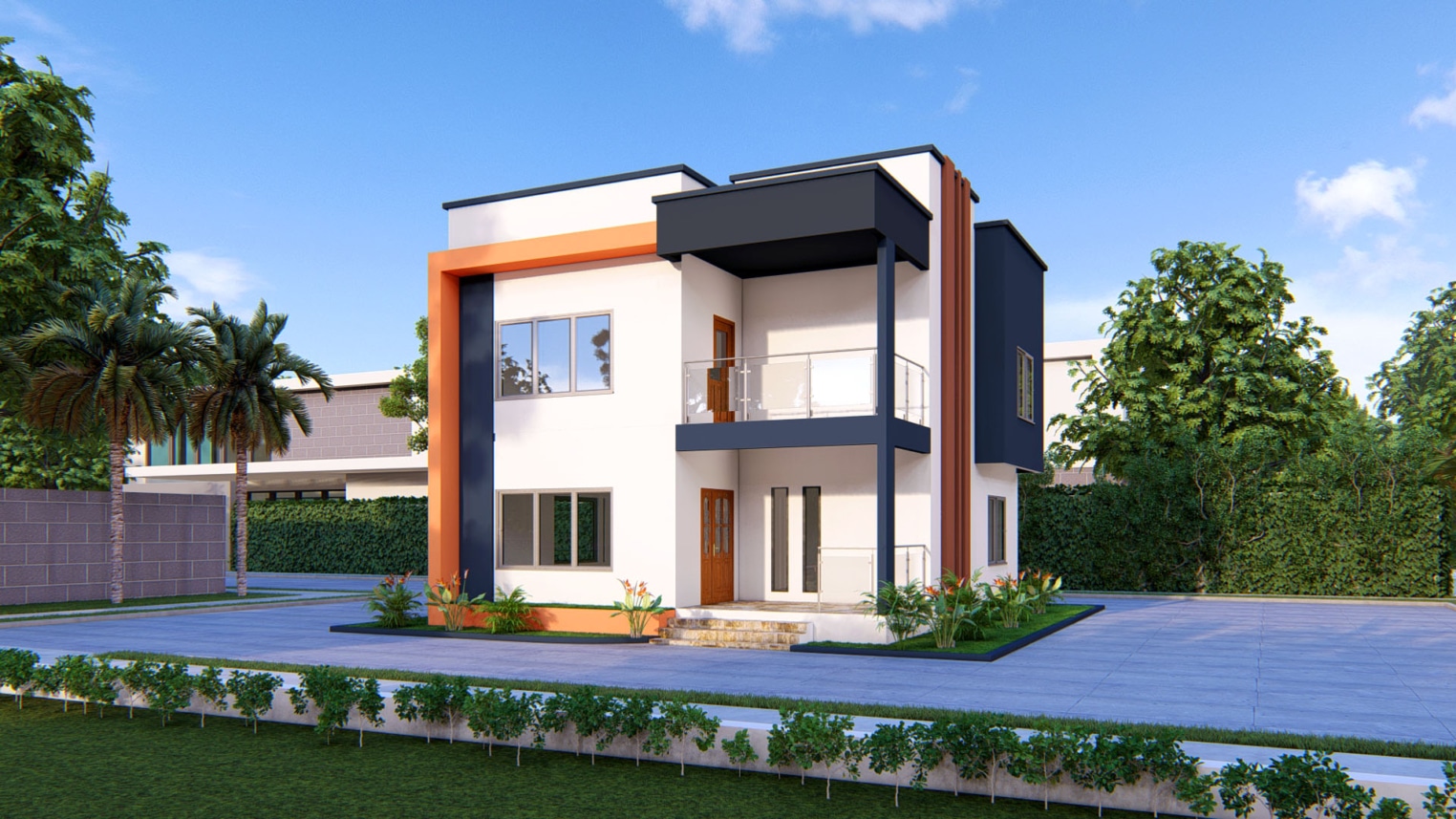 Modern 3-bedroom 2 storey design with sleek exterior and open-concept layout 