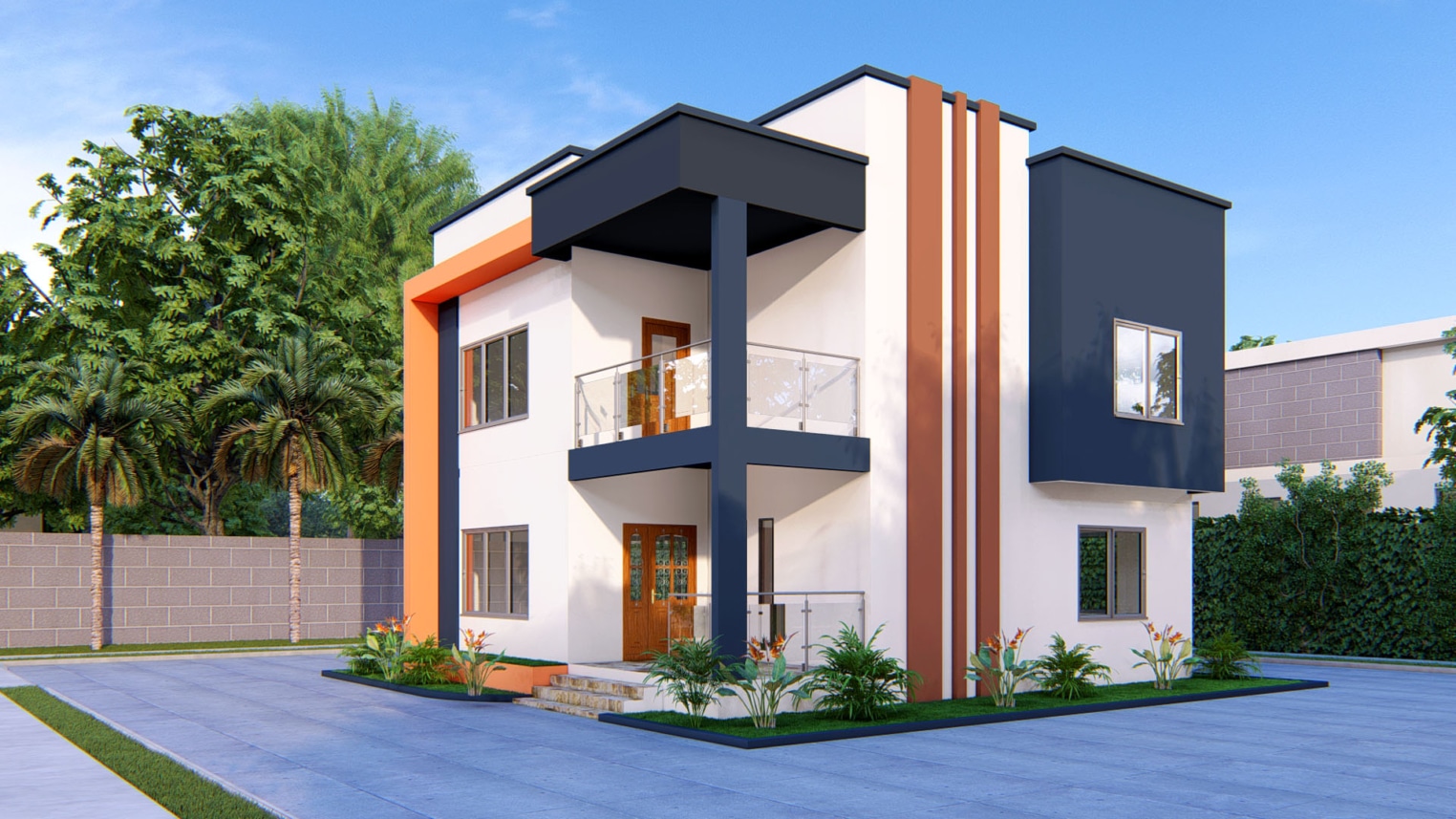 Modern 3-bedroom 2 storey design with sleek exterior and open-concept layout  