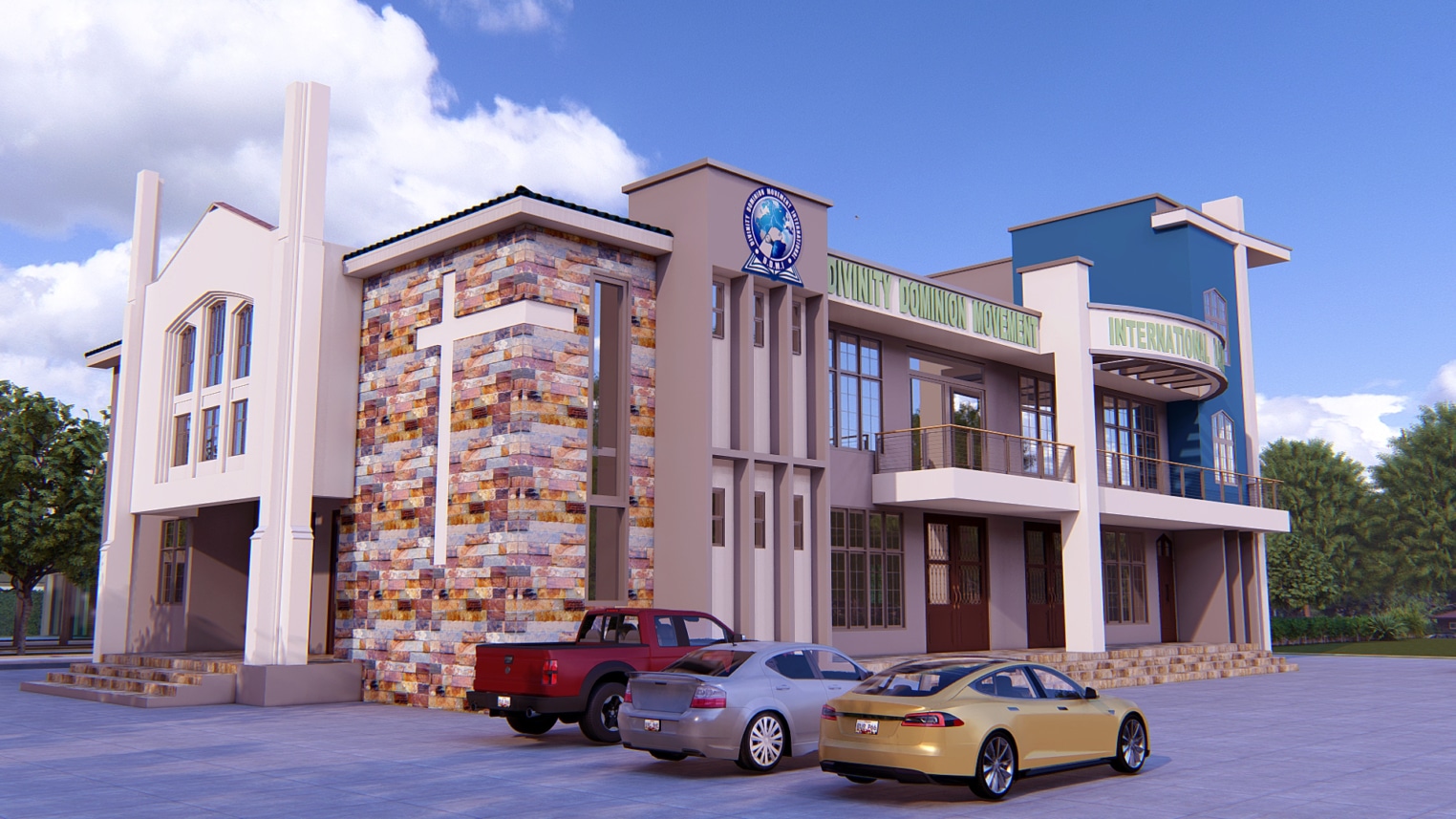 Modern church architecture with sleek lines and contemporary design elements