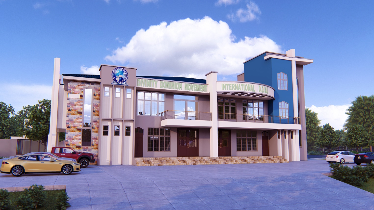 Modern church architecture with sleek lines and contemporary design elements