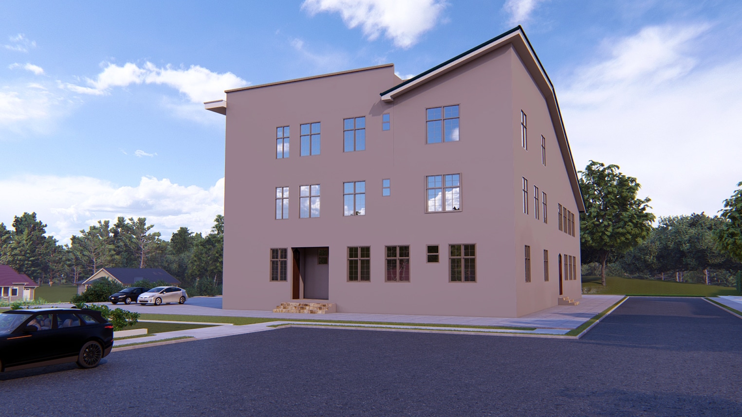 Modern church architecture with sleek lines and contemporary design elements