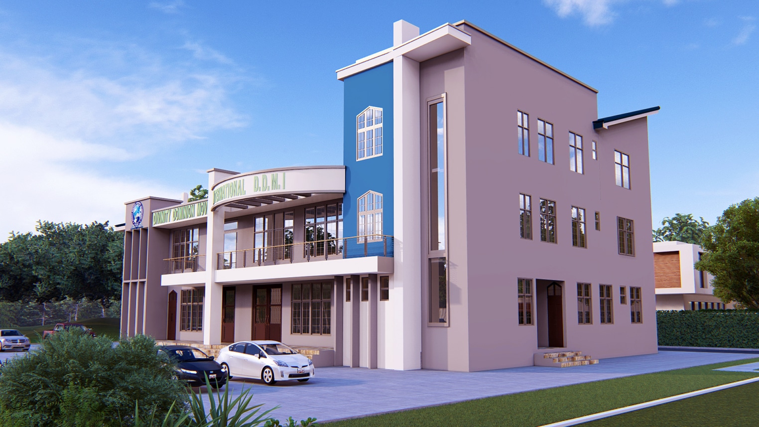 Modern church architecture with sleek lines and contemporary design elements