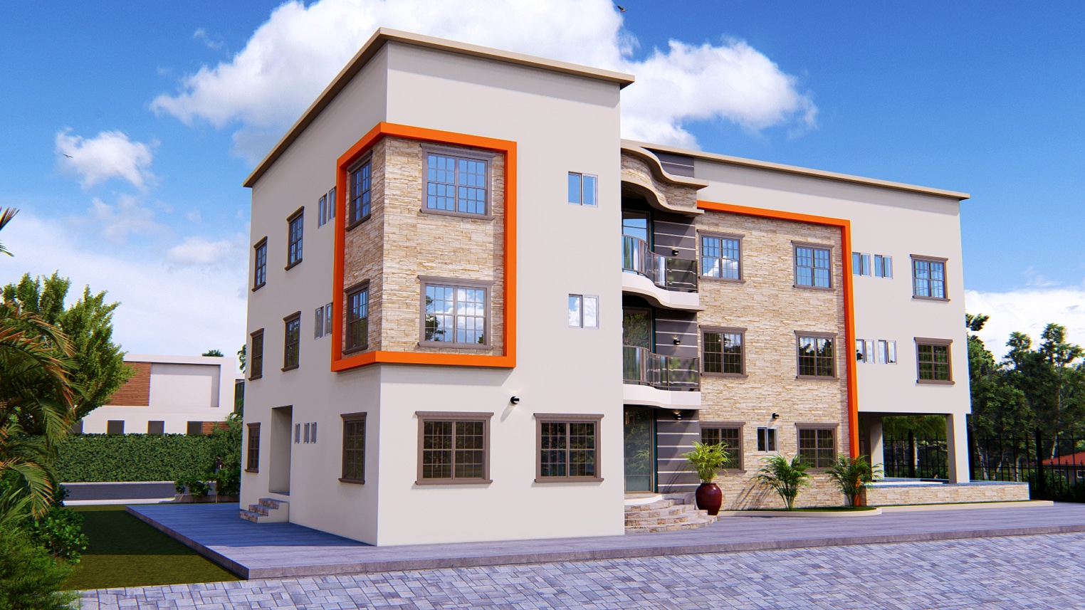 Elegant hotel exterior architecture featuring modern design and welcoming 