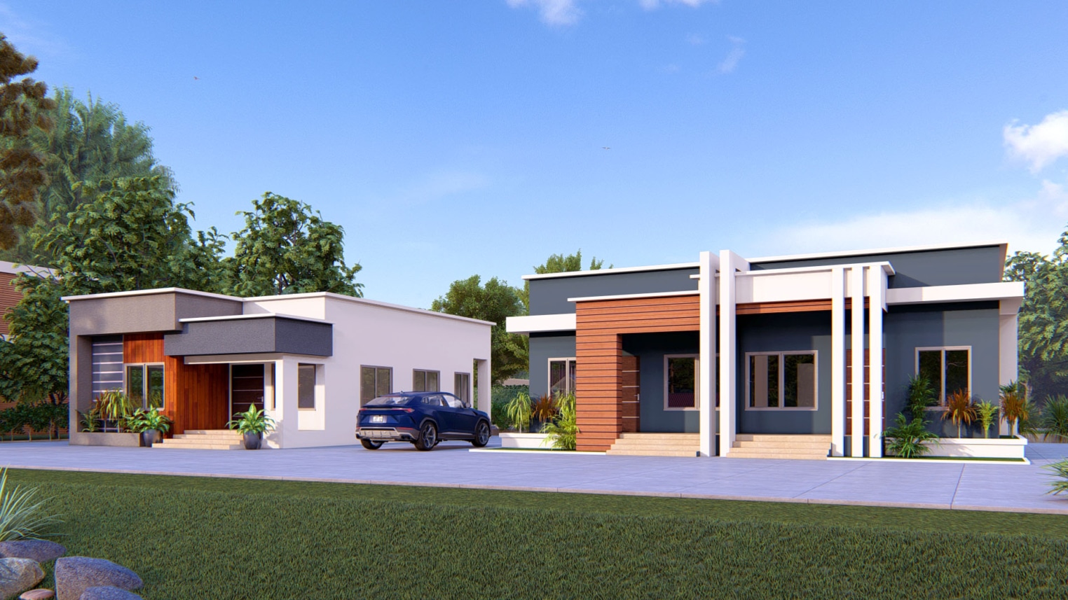 Charming 1-bedroom semi-detached house with modern exterior and cozy front 