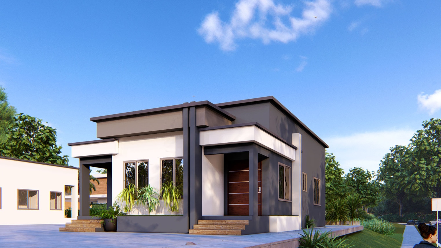 Charming 1-bedroom semi-detached house with modern exterior 