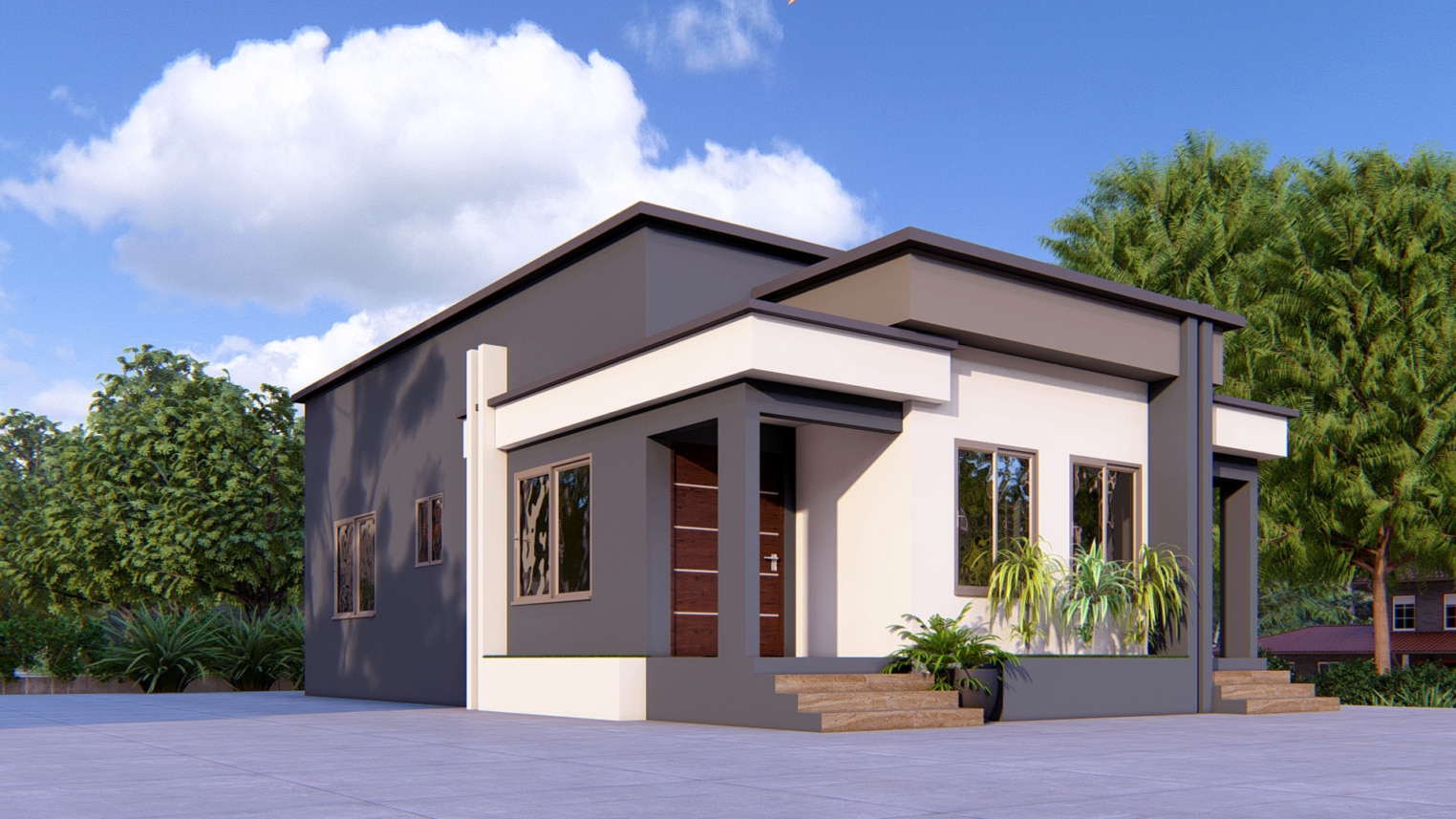 Charming 1-bedroom semi-detached house with modern exterior 