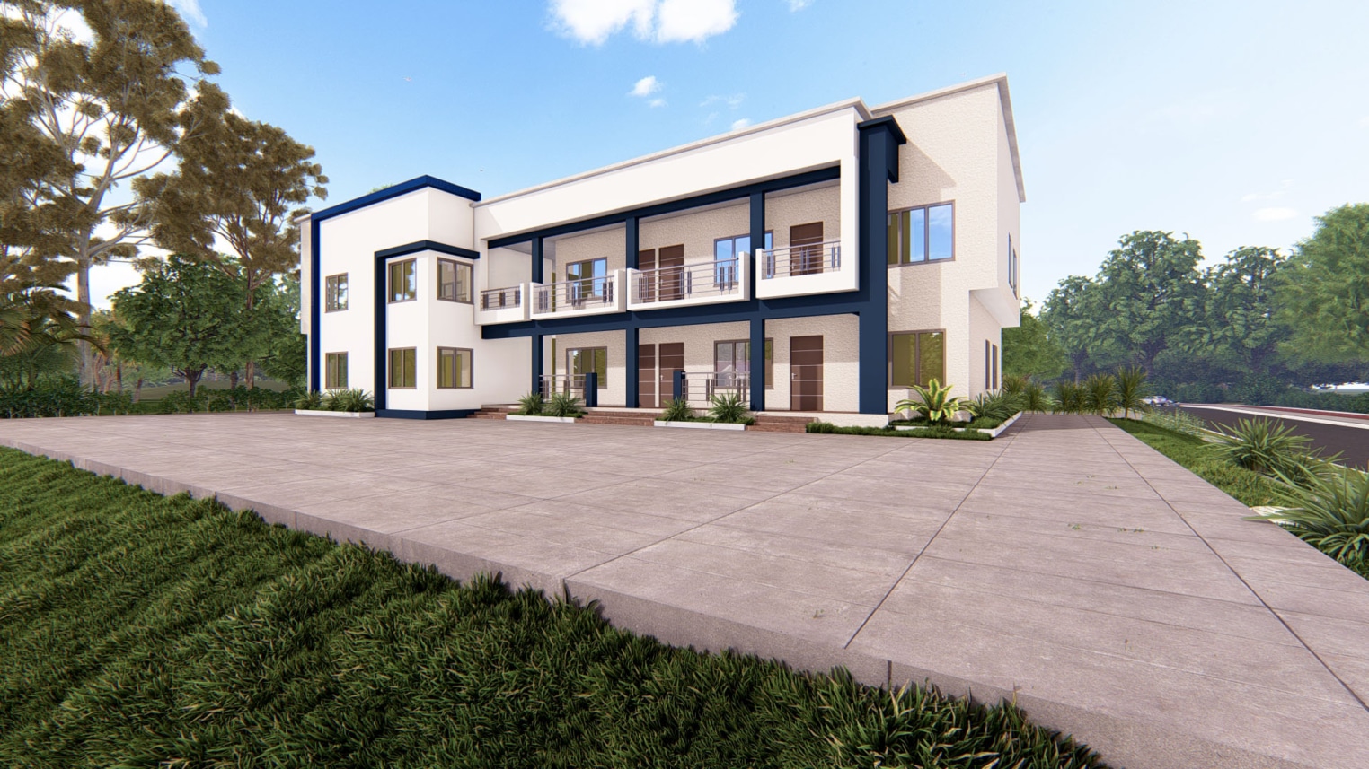  Modern 1 bedroom duplex apartment design with open-plan living area, staircase, and compact upper-level bedroom