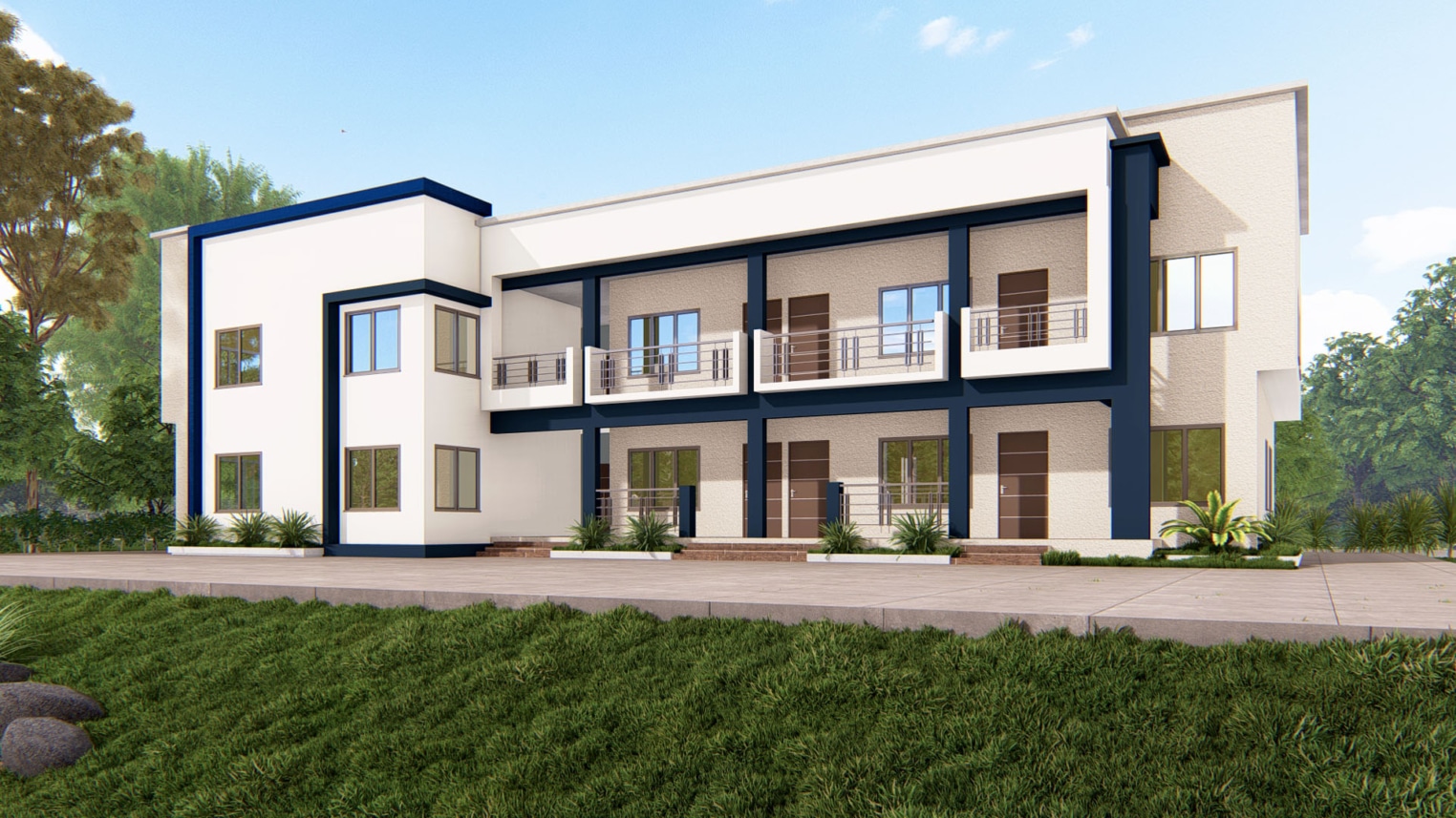 Modern 1 bedroom duplex apartment design with open-plan living area, staircase, and compact upper-level bedroom